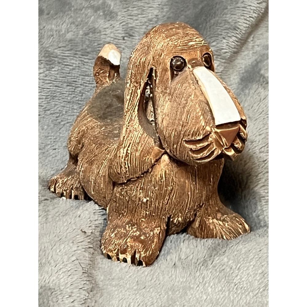 Vintage Artesania Rinconada Dog Figurine Basset Hound Uruguay Pottery Decor